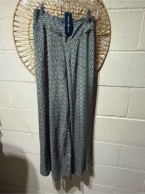 Michael Stars Blue Patterned Wide-Leg Pants